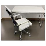 White Lacquer Desk w/ Chrome Base & White Desk