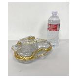 VTG 3 Section Divided Glass Candy Dish w/ Lid