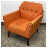 Orange Mid-Century Modern Accent Chair w/ Button