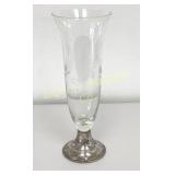 Sterling Silver Weighted Base Etched Glass Trumpet