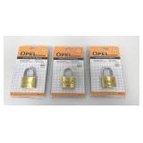 New Opel DM 40 Keyed Padlocks 3 PC Lot
