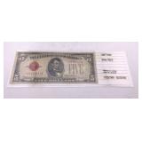 1928 E Red Seal Five Dollar Note