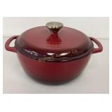Red Enameled Cast Iron Dutch Oven w/ Lid