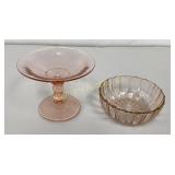 VTG A.H. Footed Compote, Pink Depression Berry