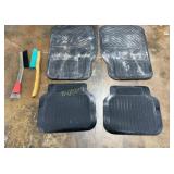 Automatic 4 Pc Rubber Floor Mats, Snow Brush