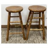 Oak 26" Counter Stools 2 Pc Lot