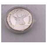 One Troy Ounce .999 Fine Silver Whitetail Deer Rd