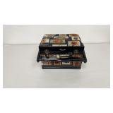 Sewing Box Black Lacquer w/ Needlepoint Tapestry