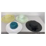 Ladies Wide Brimmed Hat Assortment 4 PC Lot