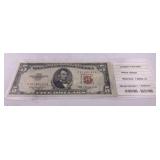 1953 C Red Seal Five Dollar Note