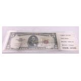 1953 B Red Seal Five Dollar Note