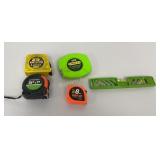 Measuring Tapes, Torpedo Level 5 PC Lot