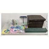 Wicker Storage Basket, Party Napkins & Plates,