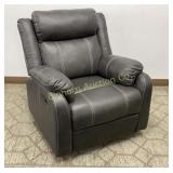 Klaussner Gray Rocker Manual Recliner Faux