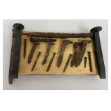 VTG Nail Spike Collection Mounted on Display Board