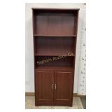 Cherry Finish Bookcase w/ 2 Doors & 2 Adjustable