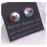 Native Earrings Sterling Silver Multi-Stones