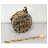 Native American Buffalo Hide Drum Hand Crafted