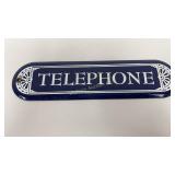 VTG Porcelain Telephone Sign Approx 10" x 2ï¿½"