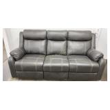 Klaussner Gray Manual Reclining Sofa Faux Leather