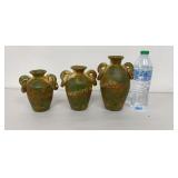 Terracotta Decorative Vases 3 PC Lot 6"-8" Tall