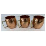 Solid Copper Mugs 3 PC Lot