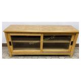 Oak Media Console w/ Glass Sliding Doors &