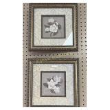 Floral Botanical Art Prints w/Ornate Silver & Gold