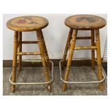 Oak 24" Swivel Bar Stools 2 PC Lot