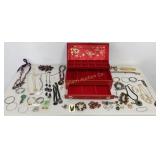 VTG Burton Jewelry Box w/ Contents: Necklaces,