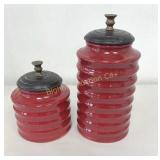 Pier 1 Canisters, 7" & 11"  Tall, 2 Pc Lot