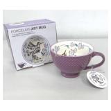 12 Oz Porcelain Art Mug, Hummingbird Bird Design,