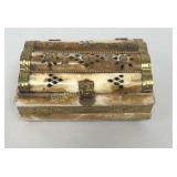 Carved Camel Bone & Brass Trinket-Jewelry Box
