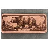 Grizzly Bear Half Pound .999 Copper Bar