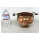 Copper Cauldron Bowl-Planter w/Delft Style Handles