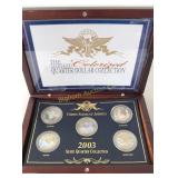 2003 Holographic State Quarter Set in Wood Display