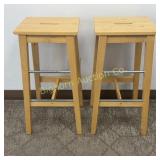 Wooden Bar Stools 2 Pc Lot