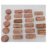 Hand Poured Plain .999 Copper Bars Various Weights