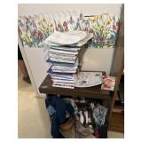 Table with misc sewing, crafting literature