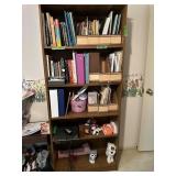 6ft Shelf with misc crafting, sewing books, mags