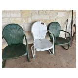 3 Outdoor metal chairs-one needs tightened