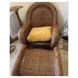 Wicker chair and ottoman