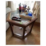 Glass top/oak  table
