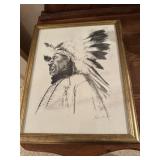 Framed Indian Chief picture