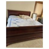 King size wooden bed-includes linen, mattress