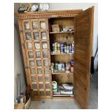 6ft Pine? with metal dbl doors cabinet