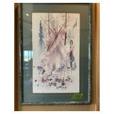Framed Native American picture signed,number
