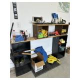 Make shift shelf w/misc garage items
