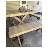 Outdoor table and bench seats