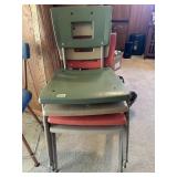 Stacking hard plastic chairs